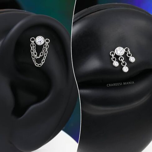 CM Crareesi Mania Helix Piercing Jewelry Cartilage Earrings Stud 316L Stainless Steel Labret Tragus Conch Piercing for Women 16G Internally Threaded Helix Earrings in Saudi Arabia