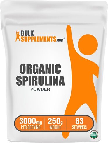 BulkSupplements.com Organic Spirulina Powder - Superfood Powder, Green Spirulina Powder, Spirulina Organic - Vegan-Friendly, 3000mg per Serving, 500g (1.1 lbs) (Pack of 1) in Kuwait