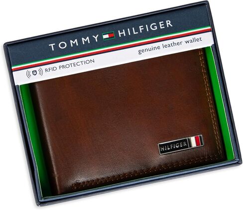 Tommy Hilfiger Men's Leather Wallet – Slim Bifold with 6 Credit Card Pockets and Removable Id Window in Saudi Arabia