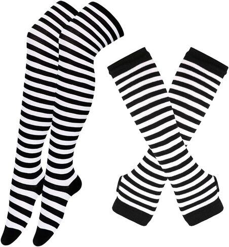 GSHLLO Long Stockings Gloves Set Halloween Thigh High Socks Over the Knee Socks Fingerless Cosplay Arm Warmers in Saudi Arabia