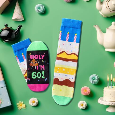 أفكار هدايا عيد ميلاد HAPPYPOP للرجال والنساء الأكبر سنًا - جوارب مضحكة للأم والأب، هدايا عيد الميلاد الخامس والستين لها in Saudi Arabia