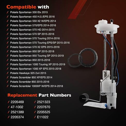 2205469 47-1002 Electric Fuel Pump Assembly Compatible with 2014-2019 Polaris Sportsman ATV Models (570 450 550 850 1000 XP/H.O/EPS), Scrambler 850 1000 XP/SP Replace # 2521389 2205374 2521323 in Saudi Arabia