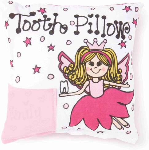 Bunnies and Bows Tooth Fairy Pillow Fairy with Petal Dress - 6.5" x 6.5" x 2" - Handmade in USA (Blonde Fairy) in Saudi Arabia