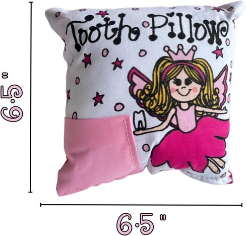 Bunnies and Bows Tooth Fairy Pillow Fairy with Petal Dress - 6.5" x 6.5" x 2" - Handmade in USA (Blonde Fairy) in Saudi Arabia