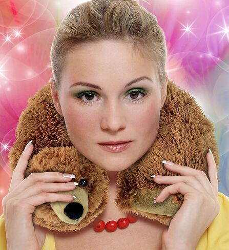 وسادة رقبة من القطيفة على شكل دب أشيب من دوليبو - وسادة رقبة ناعمة للسفر على شكل حيوان لدعم الرقبة والرأس، ملحق وسادة محشوة للحياة البرية اللطيفة للقيلولة، مسند رأس حيوانات محشو مبتكر للأطفال والكبار in Kuwait