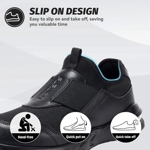 Non Slip Work Shoes for Women Men Slip on Sneakers Women Slip Resistant Waterproof Chef Kitchen Shoes Zapatos De Trabajo para Hombres, Black in Saudi Arabia