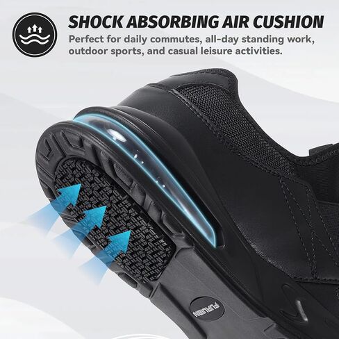Non Slip Work Shoes for Women Men Slip on Sneakers Women Slip Resistant Waterproof Chef Kitchen Shoes Zapatos De Trabajo para Hombres, Black in Saudi Arabia