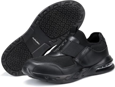 Non Slip Work Shoes for Women Men Slip on Sneakers Women Slip Resistant Waterproof Chef Kitchen Shoes Zapatos De Trabajo para Hombres, Black in Saudi Arabia