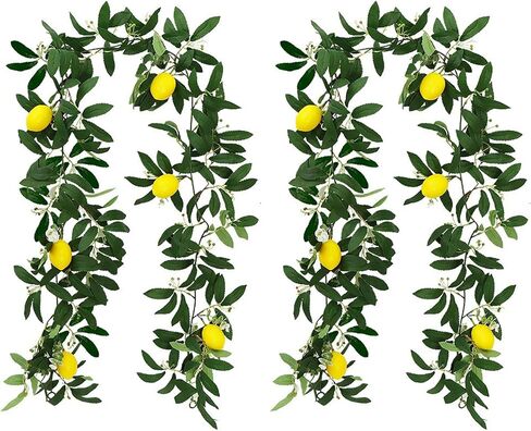 BFYDOAA 2pack Artificial Lemon Garland 5.5ft Faux Greenery Vine with Lemon,Indoor Outdoor Fruit Garland for Arches,Fireplaces,Ceilings,Swings,Mirrors in Saudi Arabia