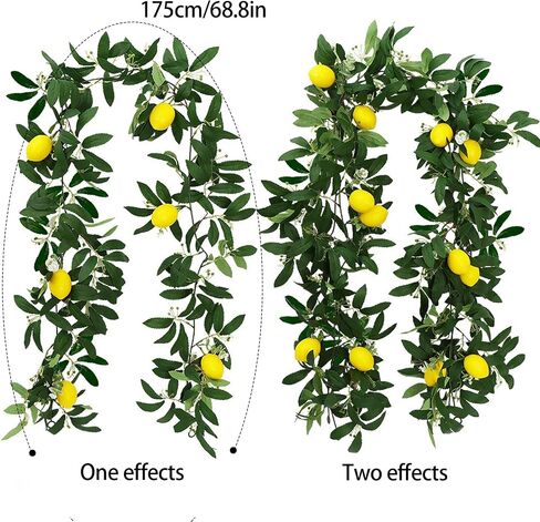 BFYDOAA 2pack Artificial Lemon Garland 5.5ft Faux Greenery Vine with Lemon,Indoor Outdoor Fruit Garland for Arches,Fireplaces,Ceilings,Swings,Mirrors in Saudi Arabia