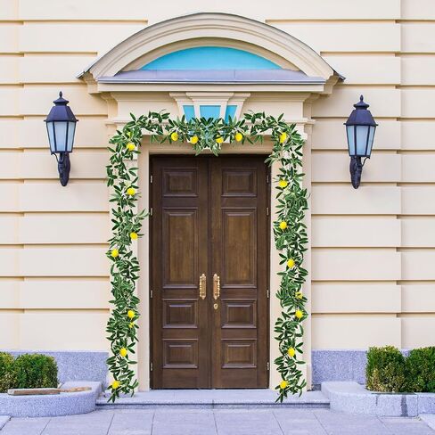 BFYDOAA 2pack Artificial Lemon Garland 5.5ft Faux Greenery Vine with Lemon,Indoor Outdoor Fruit Garland for Arches,Fireplaces,Ceilings,Swings,Mirrors in Saudi Arabia