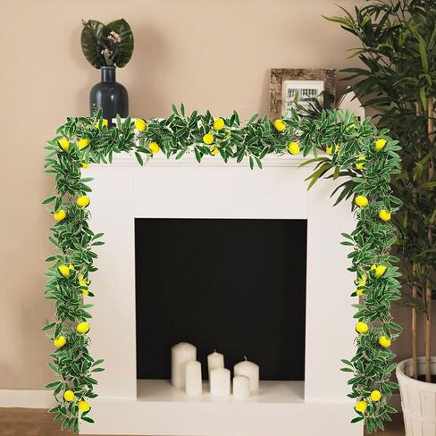 BFYDOAA 2pack Artificial Lemon Garland 5.5ft Faux Greenery Vine with Lemon,Indoor Outdoor Fruit Garland for Arches,Fireplaces,Ceilings,Swings,Mirrors in Saudi Arabia