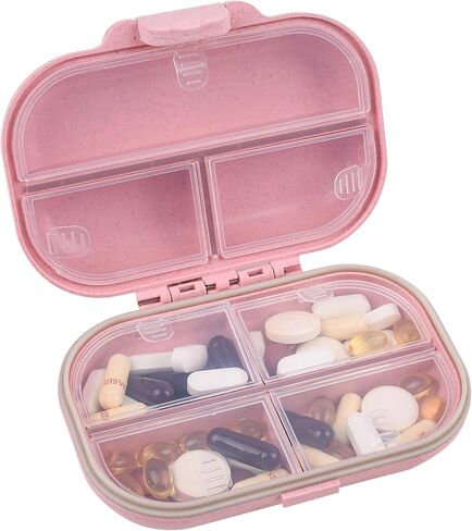 Travel Pill Organizer Small 7 Grid Compartments Pill Holder Box high-Capacity，Portable Medicine Container Case，Daily Weekly Medication Organizer in Saudi Arabia