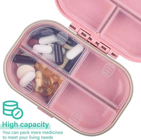 Travel Pill Organizer Small 7 Grid Compartments Pill Holder Box high-Capacity，Portable Medicine Container Case，Daily Weekly Medication Organizer in Saudi Arabia
