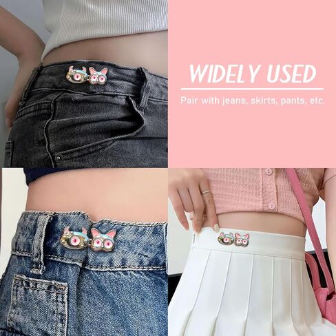 Bear Button Pins for Jean,Jean Buttons for Loose Jeans,No Sew Button Extenders for Jeans,Easy to Instant Reduce Too Loose Pants Waist,2 Sets(Pin) in Saudi Arabia