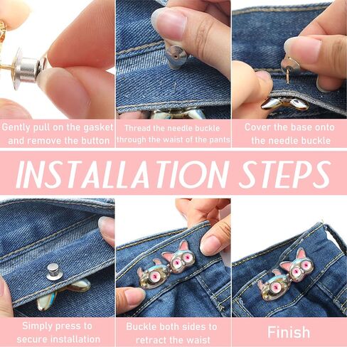 Bear Button Pins for Jean,Jean Buttons for Loose Jeans,No Sew Button Extenders for Jeans,Easy to Instant Reduce Too Loose Pants Waist,2 Sets(Pin) in Saudi Arabia