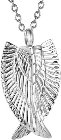 Angel Wings Cremation Urn Necklace for Ashes 316L Stainless Steel Memorial Jewelry Urn Pendant Ashes Holder Keepsake Gift in Kuwait