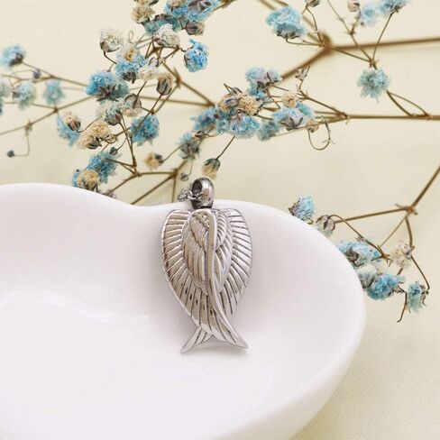 Angel Wings Cremation Urn Necklace for Ashes 316L Stainless Steel Memorial Jewelry Urn Pendant Ashes Holder Keepsake Gift in Kuwait