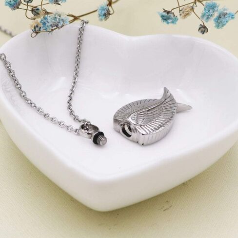 Angel Wings Cremation Urn Necklace for Ashes 316L Stainless Steel Memorial Jewelry Urn Pendant Ashes Holder Keepsake Gift in Kuwait