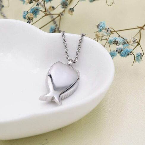 Angel Wings Cremation Urn Necklace for Ashes 316L Stainless Steel Memorial Jewelry Urn Pendant Ashes Holder Keepsake Gift in Kuwait