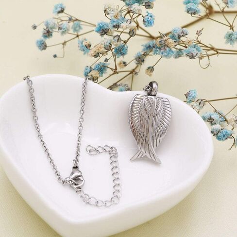 Angel Wings Cremation Urn Necklace for Ashes 316L Stainless Steel Memorial Jewelry Urn Pendant Ashes Holder Keepsake Gift in Kuwait