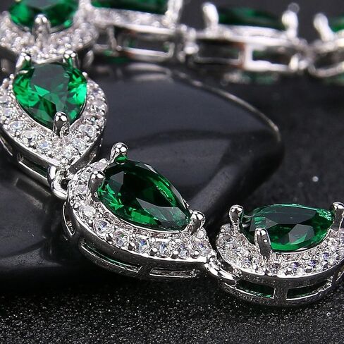 EVER FAITH Gorgeous CZ Birthstone Elegant Tear Drop Bridal Necklace Earrings Bracelet Jewerly Set for Women in Saudi Arabia