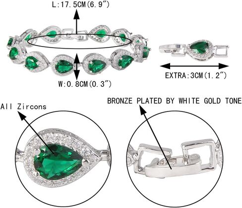 EVER FAITH Gorgeous CZ Birthstone Elegant Tear Drop Bridal Necklace Earrings Bracelet Jewerly Set for Women in Saudi Arabia
