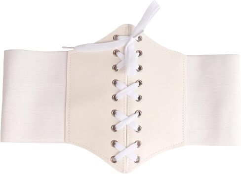 Women's Faux Leather Corset Belt Vintage Stretch Cinch Belt Wide Steampunk Waist Corset Pirate Belt in Kuwait