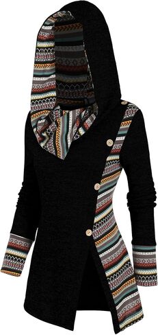 ZAFUL Women's Hoodies Long Sleeve Cowl Neck Button Hooded Shirts Knit Tops 2024 Fall Outfits Casual Boho Pullover Sweatshirt in Saudi Arabia