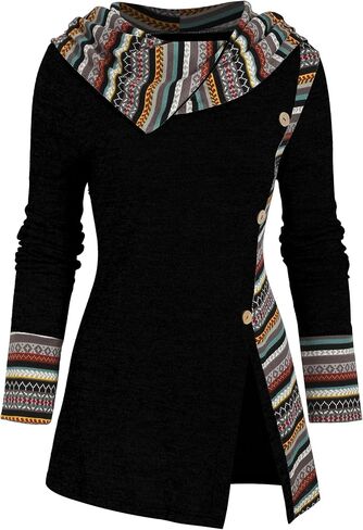 ZAFUL Women's Hoodies Long Sleeve Cowl Neck Button Hooded Shirts Knit Tops 2024 Fall Outfits Casual Boho Pullover Sweatshirt in Saudi Arabia