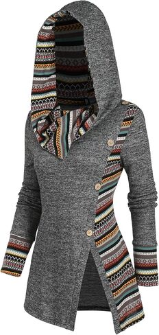 ZAFUL Women's Hoodies Long Sleeve Cowl Neck Button Hooded Shirts Knit Tops 2024 Fall Outfits Casual Boho Pullover Sweatshirt in Saudi Arabia