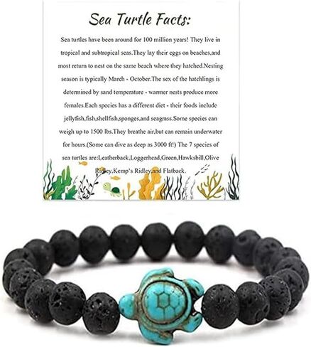 tenghong2021 8mm Sea TurtleTurquoise Stretchy Elastic Bracelets for Women Men Boho Beach Turtle Stretch Natural Stones Beaded Bracelet Gifts for Women Gifts Jewelry in Saudi Arabia