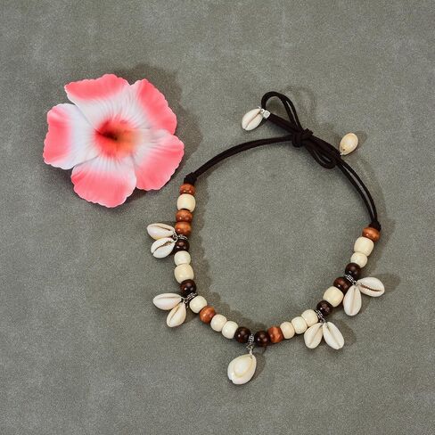 DDazzling Hawaii Flowers إكليل غطاء الرأس مشبك على شكل زهرة مع قلادة للحفلات مجموعة إكسسوارات (أحمر وأخضر وأبيض) in Saudi Arabia