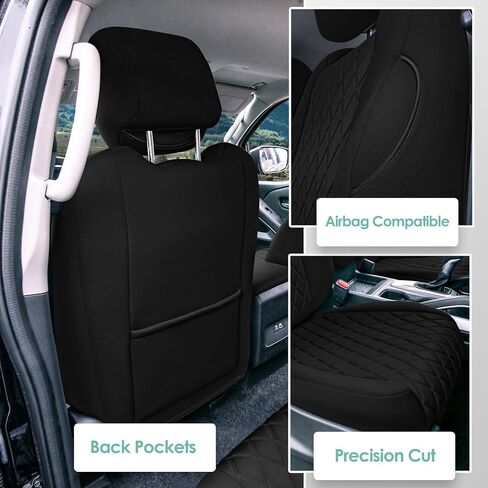 أغطية مقاعد FH Group مخصصة لـ 2022-2024 Nissan Frontier، أغطية مقاعد السيارة مجموعة المقاعد الأمامية، أغطية مقاعد النيوبرين فائقة المرونة باللون الأسود، غطاء مقعد سيارة مقاوم للماء لشاحنة الالتقاط in Kuwait