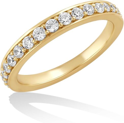 14K Gold or Platinum Plated Tapering Band Ring for Women with Cubic Zirconia | Size 5 to 9 in Saudi Arabia