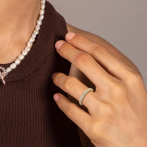 14K Gold or Platinum Plated Tapering Band Ring for Women with Cubic Zirconia | Size 5 to 9 in Saudi Arabia