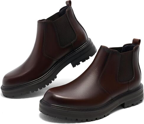 Holy dove Men's Wide Toe Box Platform Chelsea Boots Slip-On Casual Ankle Dress Boot in Saudi Arabia