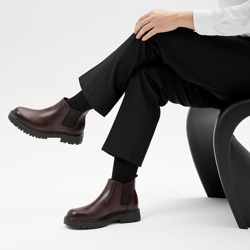 Holy dove Men's Wide Toe Box Platform Chelsea Boots Slip-On Casual Ankle Dress Boot in Saudi Arabia
