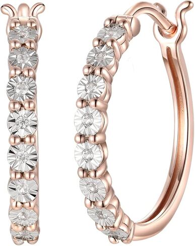 Diamond Hoop Earrings, 14K Rose Gold-plated Sterling Silver/14K Gold-plated Sterling Silver/Sterling Silver (1/10 CTTW, I-J, I2-I3) in Saudi Arabia