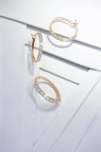 Diamond Hoop Earrings, 14K Rose Gold-plated Sterling Silver/14K Gold-plated Sterling Silver/Sterling Silver (1/10 CTTW, I-J, I2-I3) in Saudi Arabia