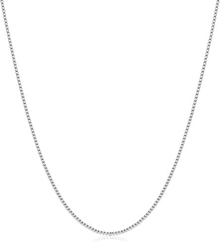 Fiusem 1.2mm Box Chain Necklace for Women, 16"-24" Thin Silver Tone Necklace Chain for Women, Stainless Steel Womens Chains 16, 18, 20, 22, 24 Inch in Saudi Arabia