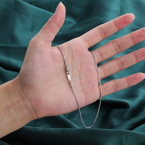 Fiusem 1.2mm Box Chain Necklace for Women, 16"-24" Thin Silver Tone Necklace Chain for Women, Stainless Steel Womens Chains 16, 18, 20, 22, 24 Inch in Saudi Arabia