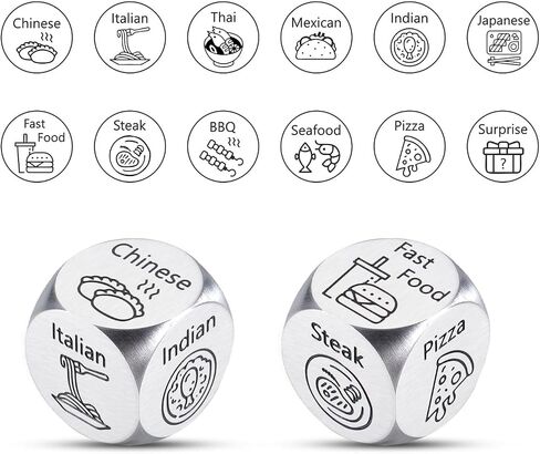 Santa Swap Gift Exchange Dice, Christmas Game Dice Stocking Stuffers for Women Men Adults Anniversary Iron Gifts for Couples Boyfriend Girlfriend Date Night Food Dice for Wife Husband Valentines Day in Saudi Arabia