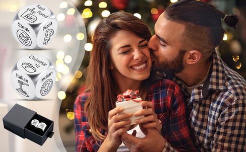 Santa Swap Gift Exchange Dice, Christmas Game Dice Stocking Stuffers for Women Men Adults Anniversary Iron Gifts for Couples Boyfriend Girlfriend Date Night Food Dice for Wife Husband Valentines Day in Saudi Arabia