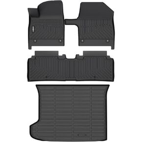 GINOWY- Floor Mats Cargo Liner Full Set for Kia EV6 2022-2024 2025, TPE All Weather Protection Car Mats EV6 2024, Custom for EV6 Floor Liners, Anti-Slip Trunk Mat