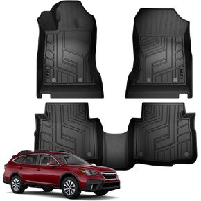 KEYOOG Car Floor Mats Compatible for 2015-2021 Je-ep Cherokee (Not for Grand Cherokee), 3 Pieces in Total, Black TPE Special All-Weather Automotive Mat Interior Accessories Includes 1st and 2nd Row