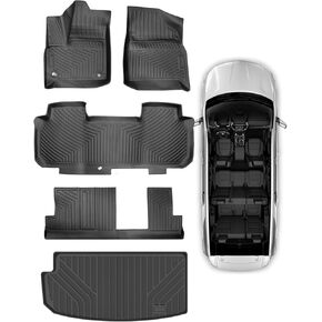 Floor Mats Fit for 2018-2023 Chevrolet Traverse 7 Seats (Bucket Seats), All Weather TPE Car Floor Liners Carpet Custom Fit for Chevy Traverse Accessories，3 Row & Cargo Liner in Kuwait