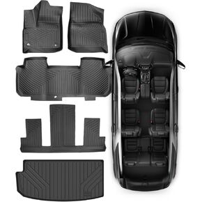 Floor Mats Fit for 2018-2023 Chevrolet Traverse 7 Seats (Bucket Seats), All Weather TPE Car Floor Liners Carpet Custom Fit for Chevy Traverse Accessories，3 Row & Cargo Liner