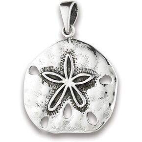 Star Sand Dollar Pendant .925 Sterling Silver Ocean Beach Open Seashell Charm