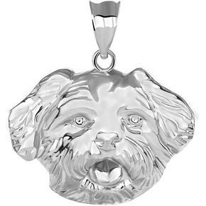 Exquisite Cute Maltese Dog Puppy Head Looking Charm Pendant
